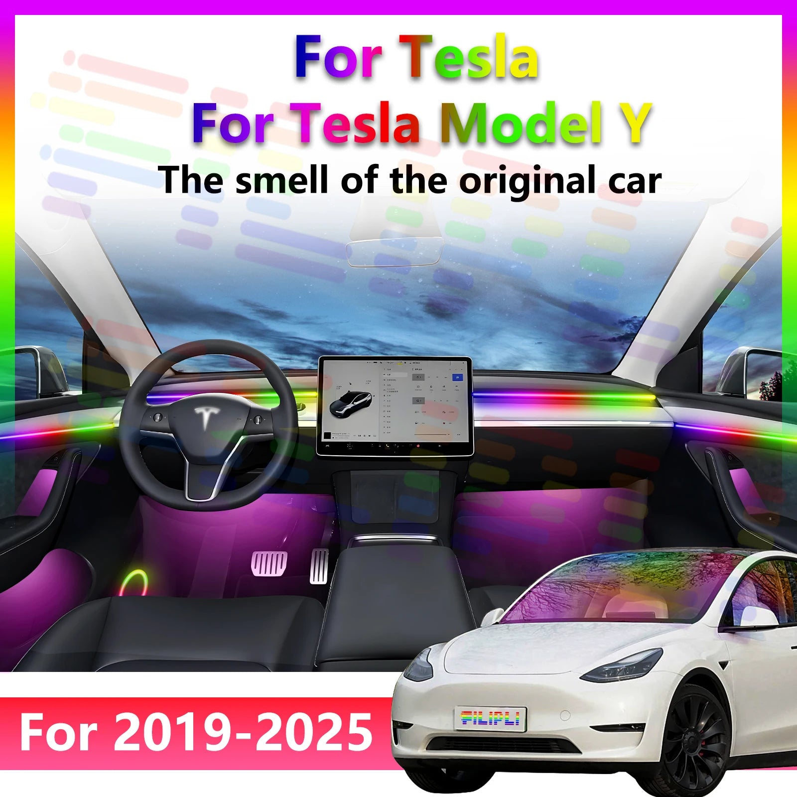 RGB - Ambient Light - for Tesla Model Y 2019-2025 - App Control - Car Interior Lighting | AUTOKITSHOP