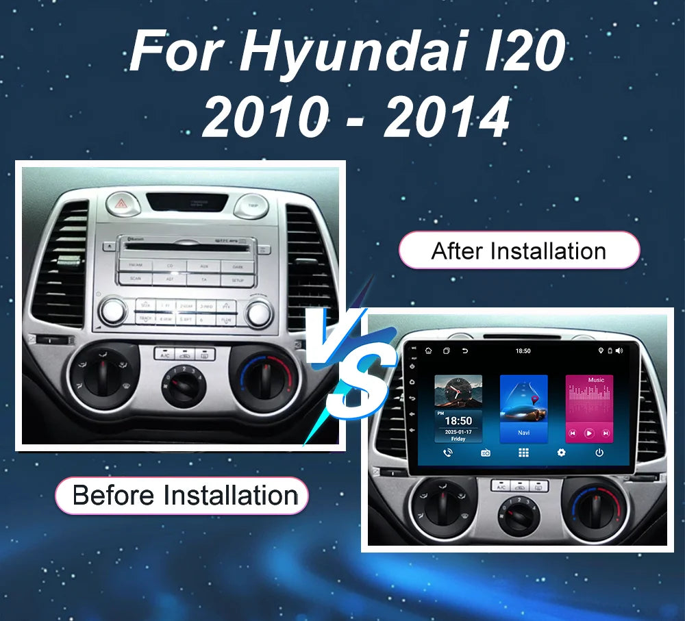 Android 15 Auto Radio For Hyundai I20 2010 -2014 Car GPS Navigation Carplay Wirerless Mult