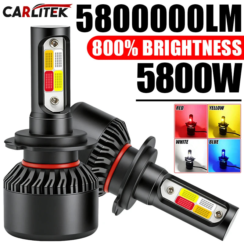 H4 LED 4 Color Flash Headlight H1 H7 LED Projector H8 H11 HB3 HB4 9012 LED Light 12V 24V A