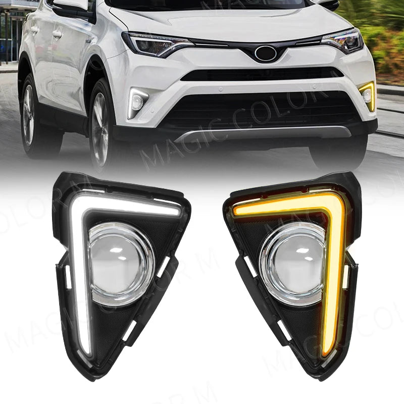For Toyota RAV4 2016 2017 2018 DRL Daytime Running Lights Turn Signal Fog Lamp Bezel Chrom | AUTOKITSHOP