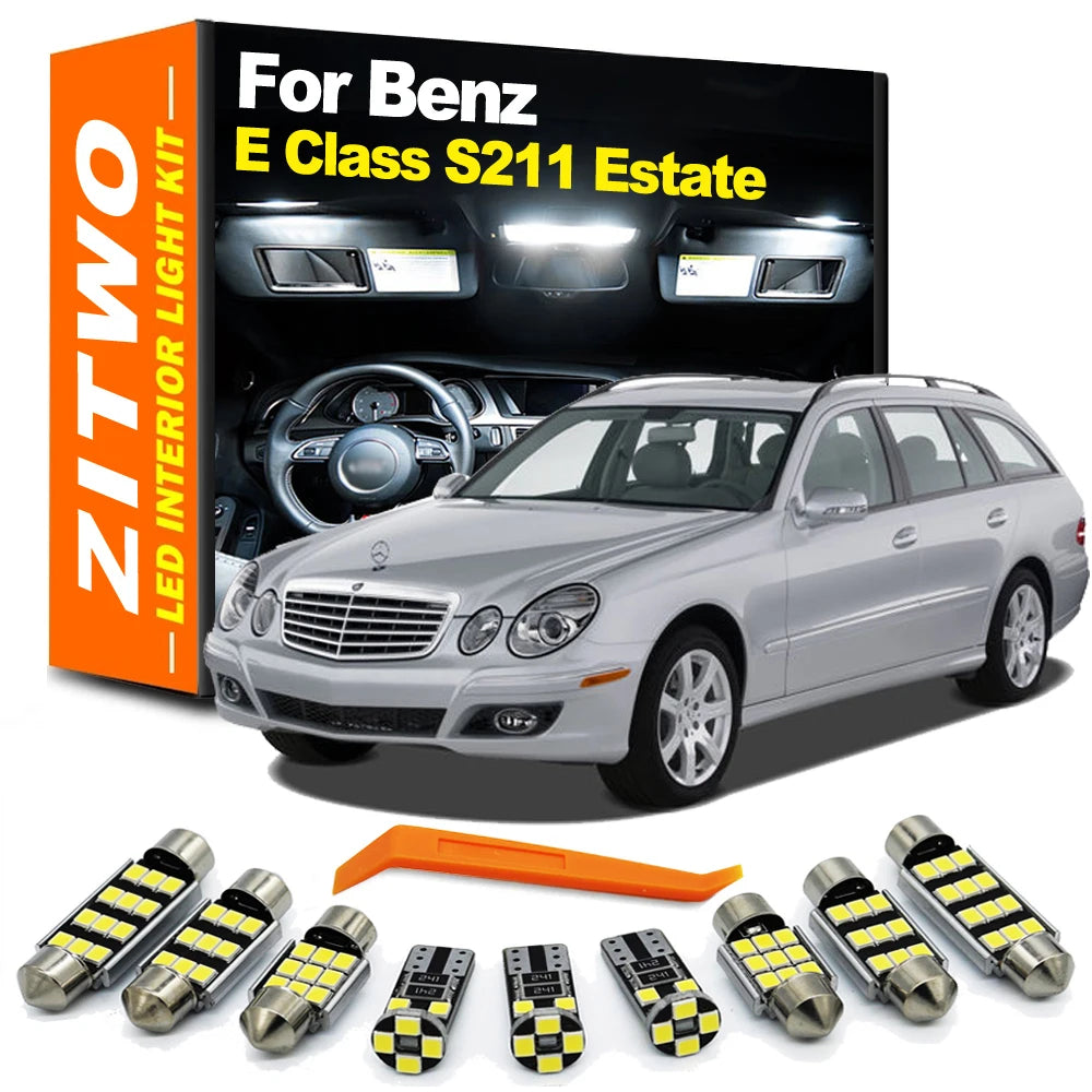 24Pcs LED Interior Reading Door Foot Light Kit For Mercedes Benz E Class S211 Wagon Estate E270 E240 E280 E320 E350 2003-2009