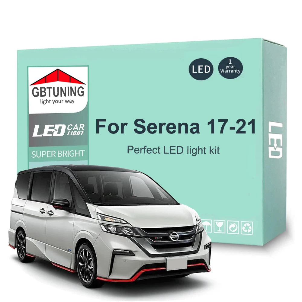 9-Piece LED Interior Light Kit for Nissan Serena C27 - Canbus Error-Free Bulbs | AUTOKITSHOP