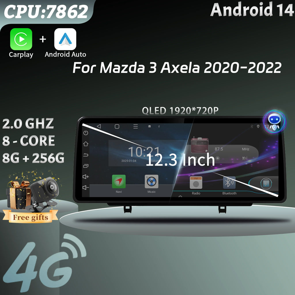 12.3inch Android 15 Car Radio Multimedia 4G GPS For Mazda 3 Axela 2020-2022 Navigation Wir