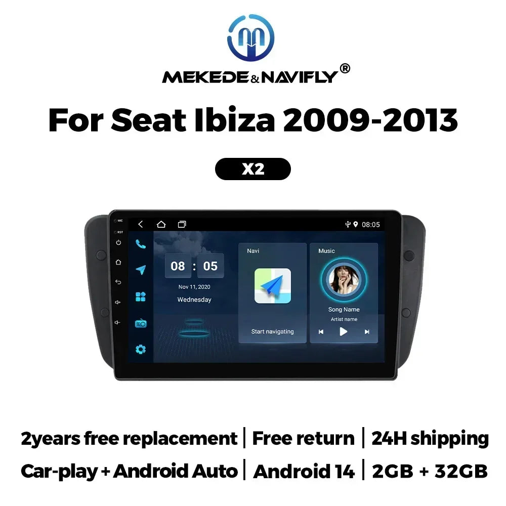Carplay Auto Android 14 Radio Multimedia Player Car Accessories Suitable for Seat Ibiza MK | AUTOKITSHOP