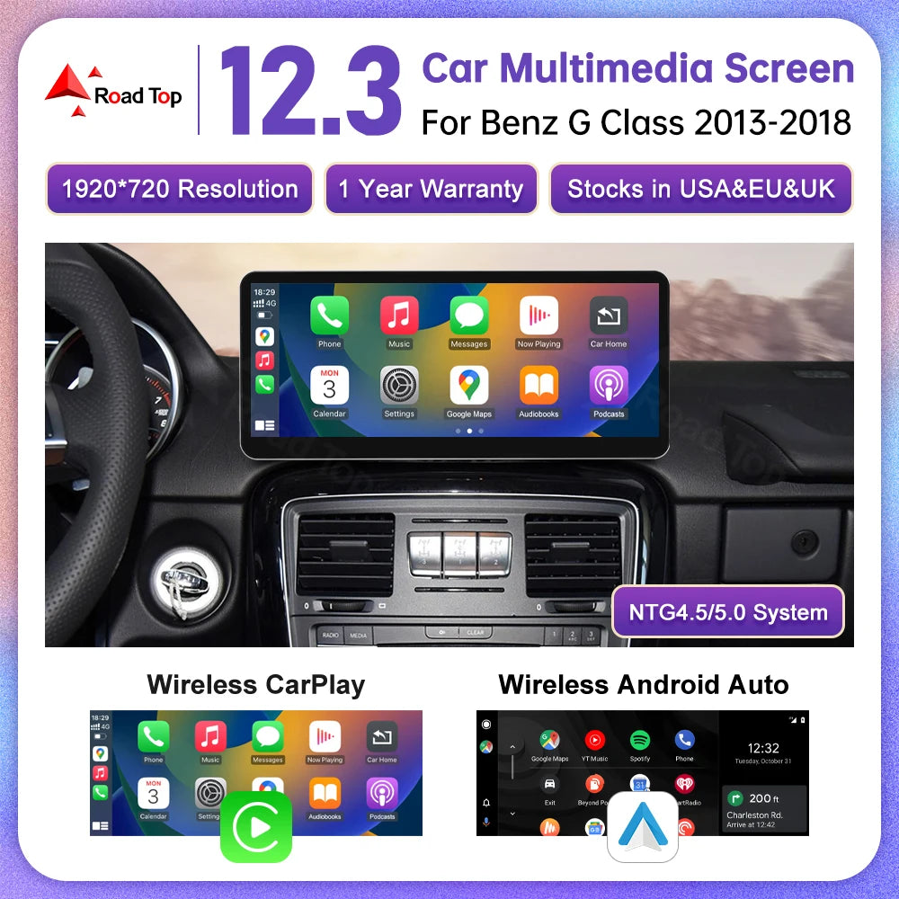 Linux Touch Screen for Mercedes Benz G Class W463 2013-2018 Android Auto Wireless CarPlay  | AUTOKITSHOP