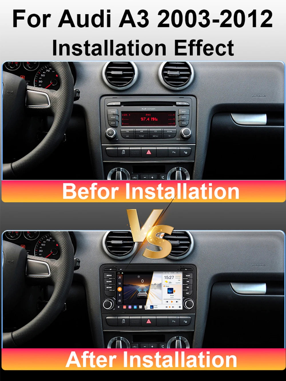 7" Carplay Auto Radio Android 14 For Audi A3 8V 8P 2003-2012 S3 RS3 Car Multimedia Player