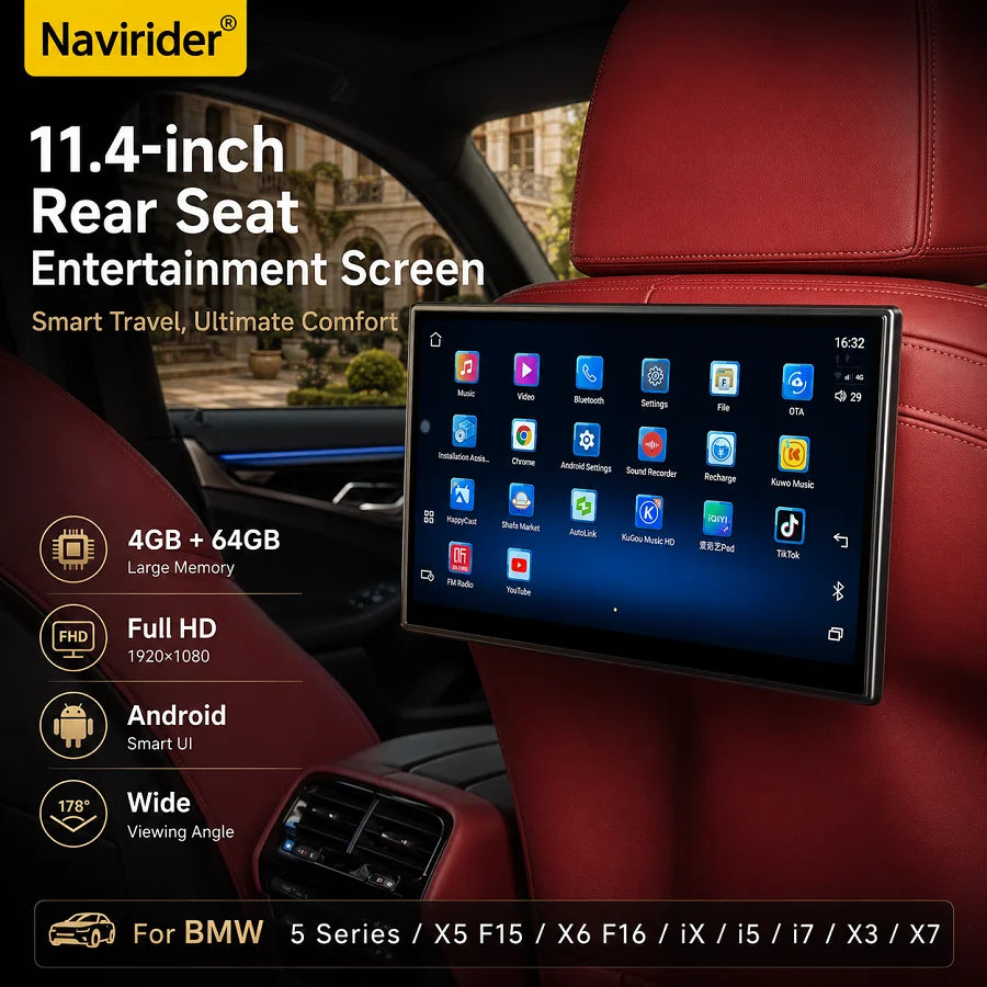 N For BMW 5 Series X5 F15 X6 F16 iX i5 i7 X3 X7 Rear Seat Entertainment System 3D Curved A | AUTOKITSHOP