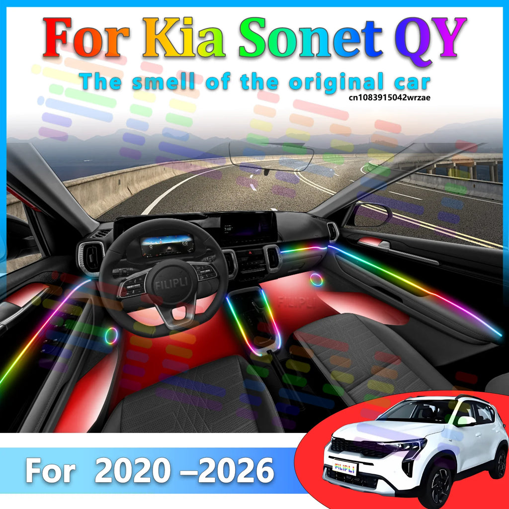 For Kia Sonet QY 2020~2026 Car LED Ambient Lamps Colorful Atmosphere Lights Auto Interior Neon St... | AUTOKITSHOP