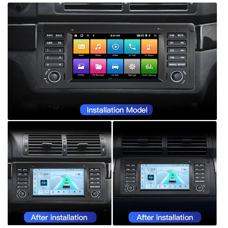 SZLELV Android Auto Car Radio For BMW 5 Series E39 X5 E53 M5 1996-2003 Multimedia Player V