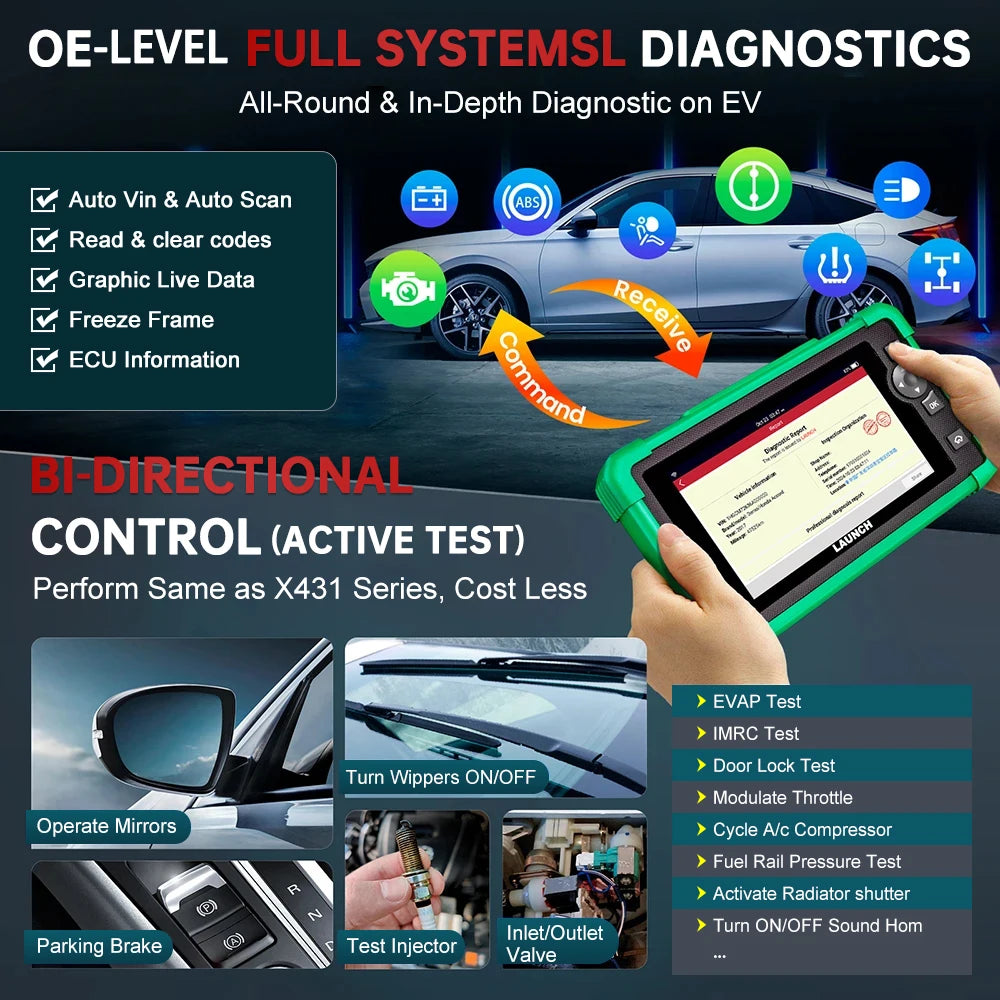 2025 LAUNCH X431 CRP919 EV New Energy Car Diagnostic Tools CAN FD DOIP OBD Scanner All Sys