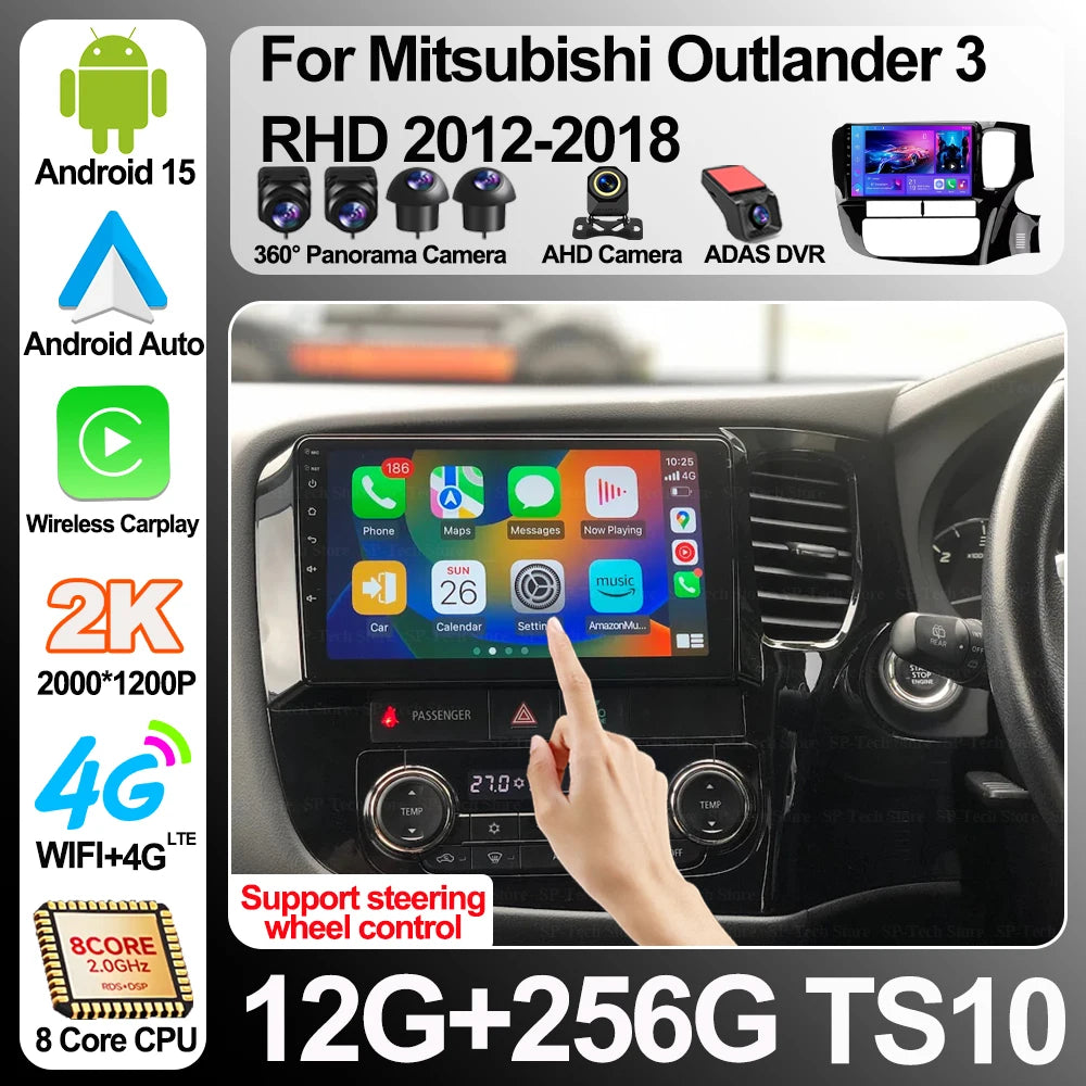Android 16 For Mitsubishi Outlander 3 Rhd 2012-2018 Carplay Auto Car Radio Multimedia Play | AUTOKITSHOP
