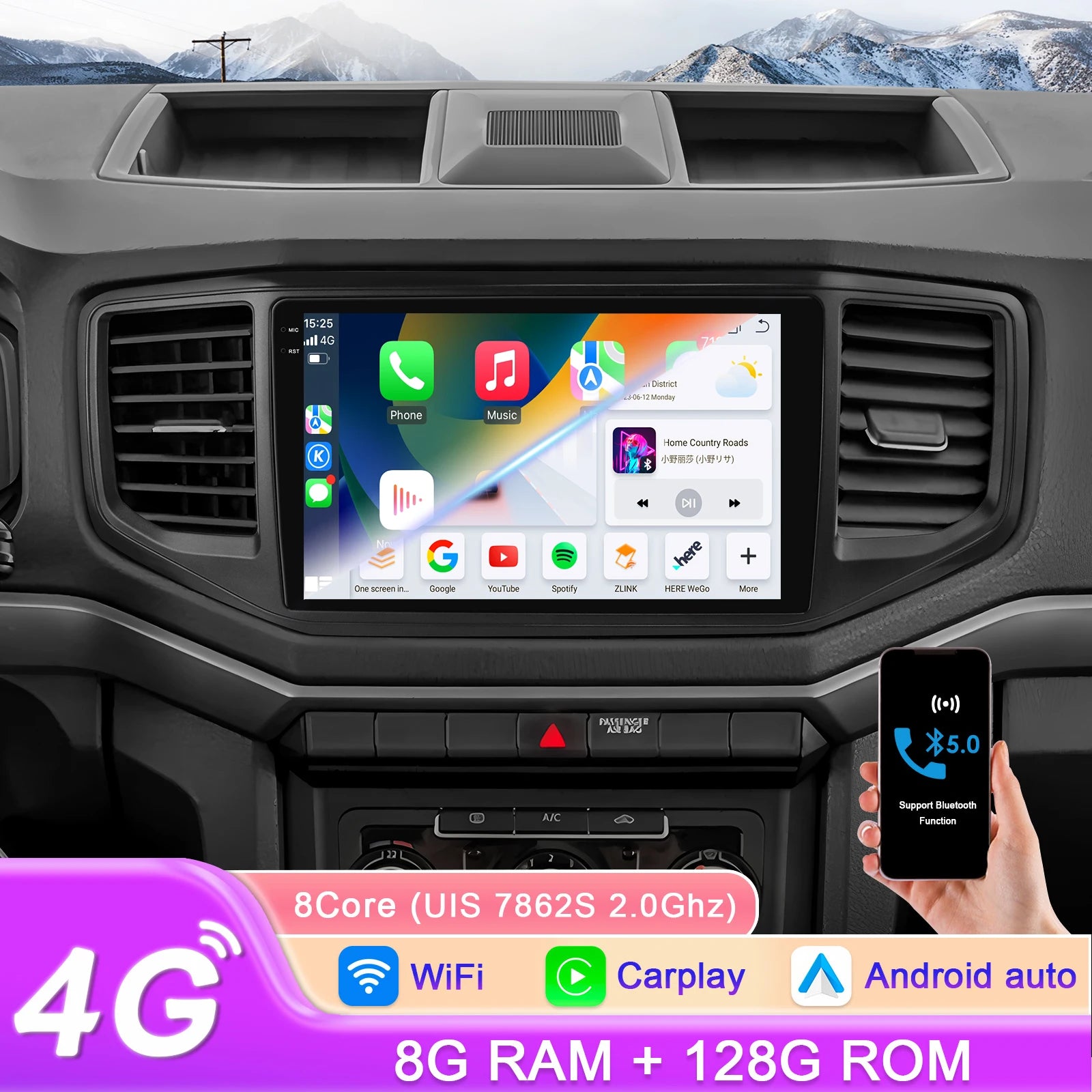 12.3" Car Radio GPS Android Auto Carplay 4G-LTE 360Cam for Volkswagen VW Amarok 2017-2021 - Multimedia Player Stereo RDS