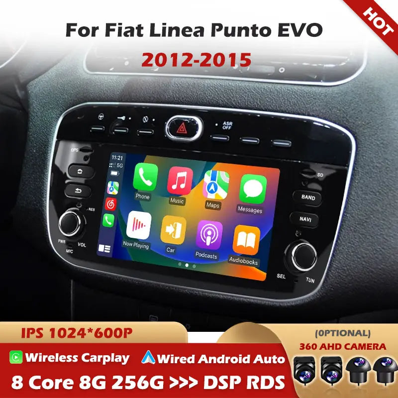 7'' Android 16 For Fiat Linea Punto Evo 2012 - 2015 4G Car Carplay Auto Android OS Radio N
