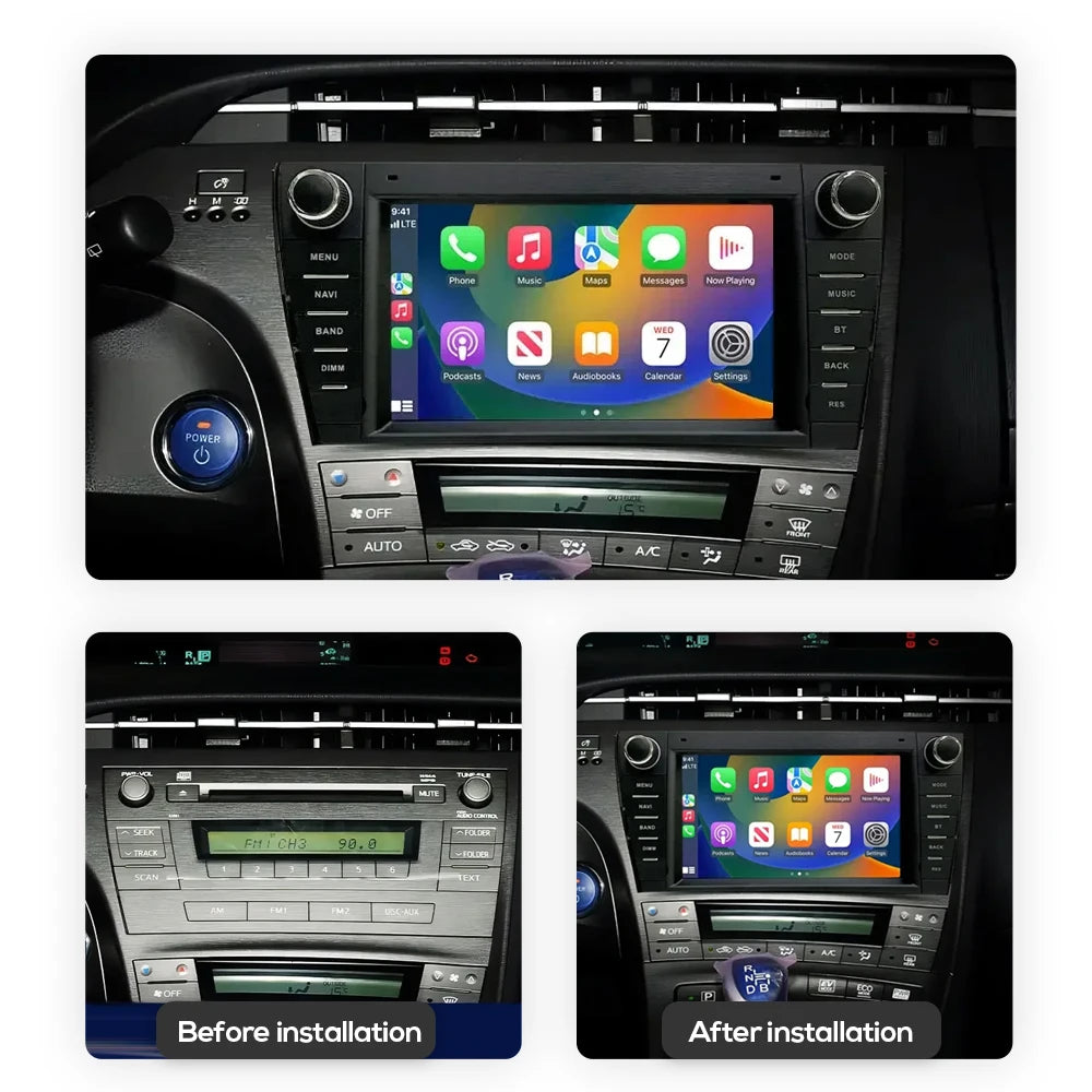 12.3" Car Radio GPS Android 13 for Toyota Prius XW30 2009-2015 Wireless CarPlay Bluetooth WiFi 8GB - Multimedia Player w