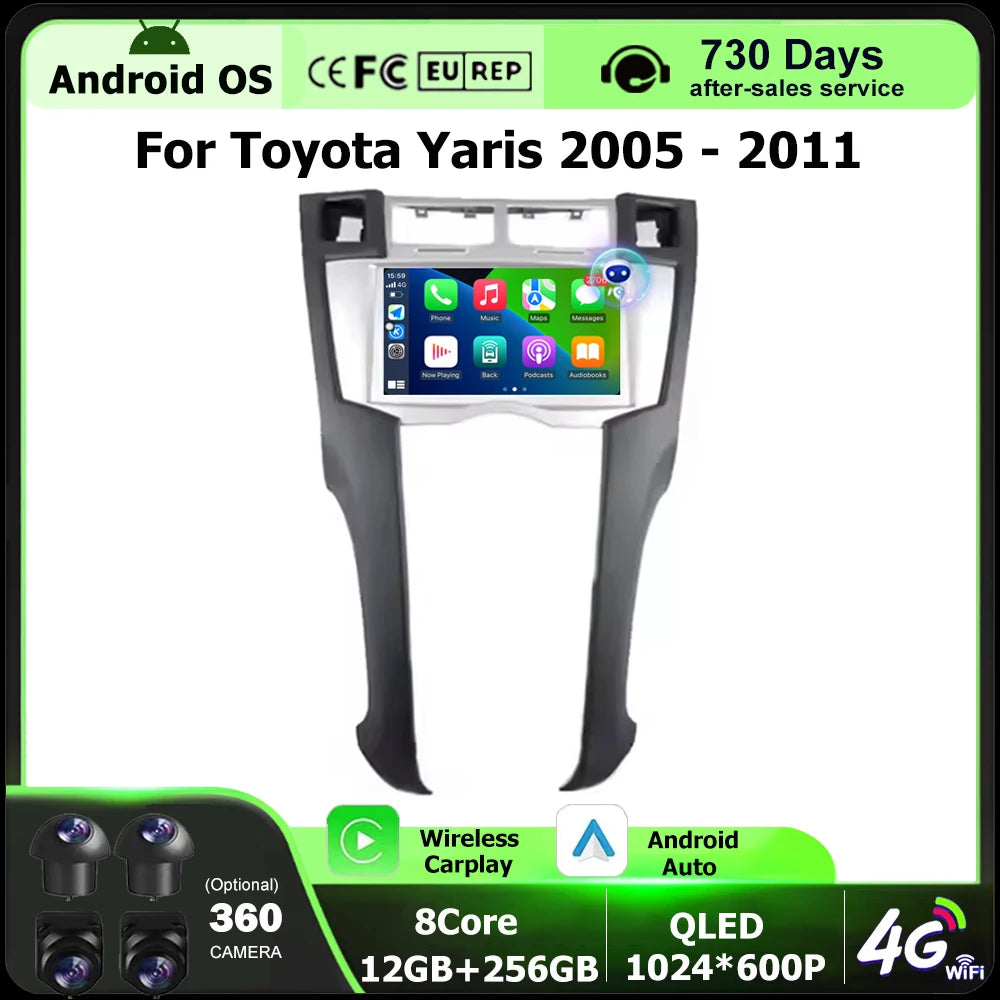 7 Inch For Toyota Yaris 2005 2006 2007 - 2011 Android Auto Car Radio Navigation GPS Multim