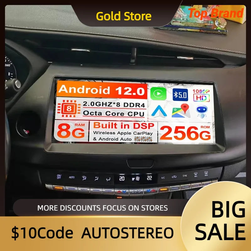 4G LET Android 13 For Cadillac XT4 Wireless Carplay Car GPS Navigation Head Unit Multimedi