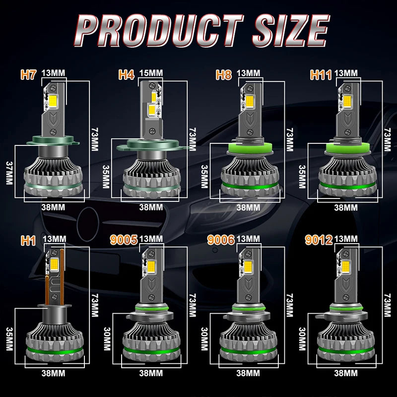 5500000LM 5200W H4 H7 H11 LED Headlights Canbus H1 H8 H9 9005 HB3 9006 HB4 9012 HIR2 Turbo