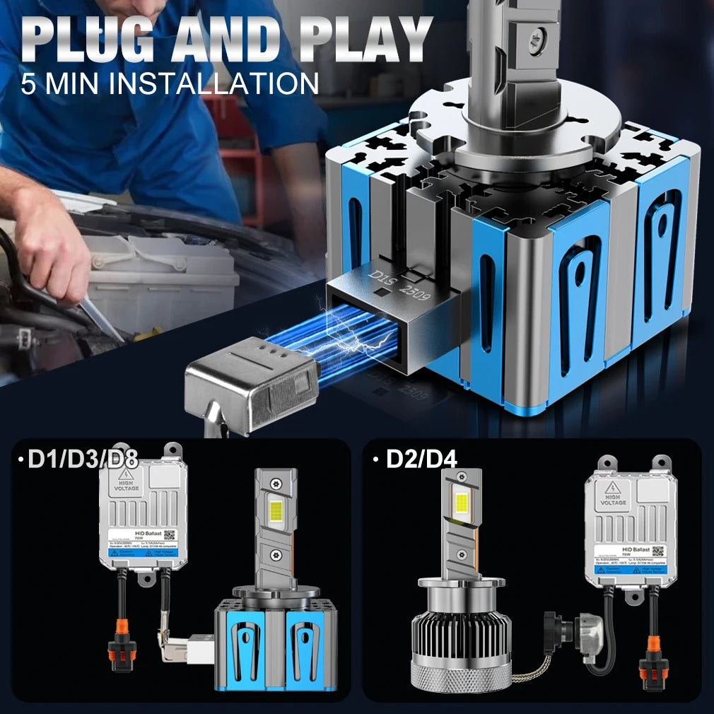 XSTORM D1S D2S Headlight 60000LM 600W D4S Led Canbus Lamp D3S LED Lights Bulbs D1R D2R D3R