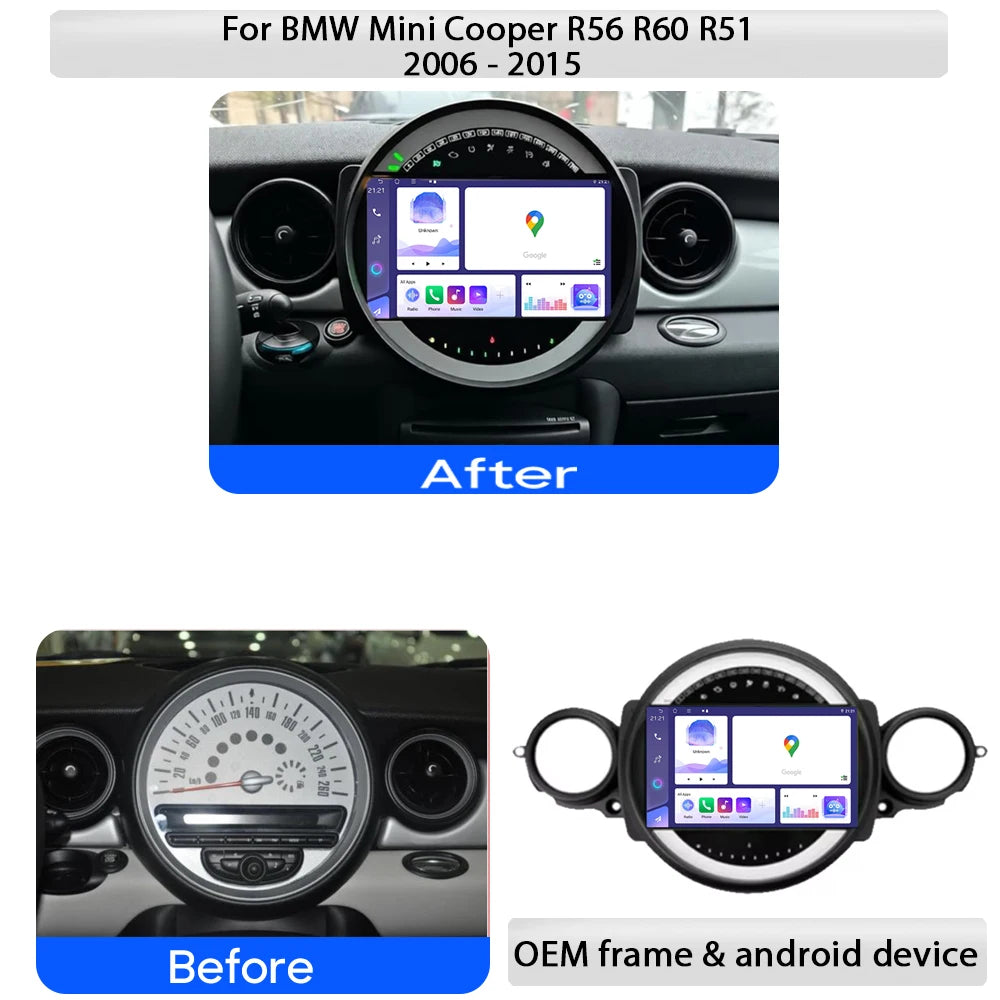 Android auto Carplay Stereo For BMW Mini Cooper R56 R60 R51 2006 - 2015 Car Radio Multimed