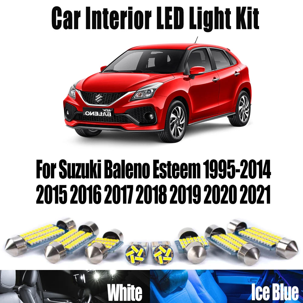 LED Interior Light Kit for Suzuki Baleno Esteem 1995- 2015 - Canbus Dome Map Door Trunk Bulbs | AUTOKITSHOP