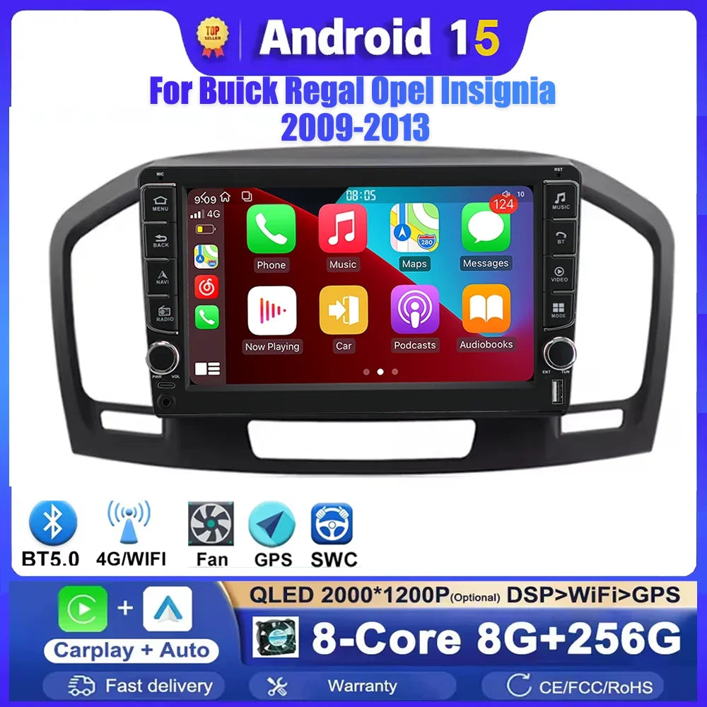 Android 15 Carplay Car Radio WIFI+4G For Buick Regal Opel Insignia 2009 2010 2011 2012 201 | AUTOKITSHOP