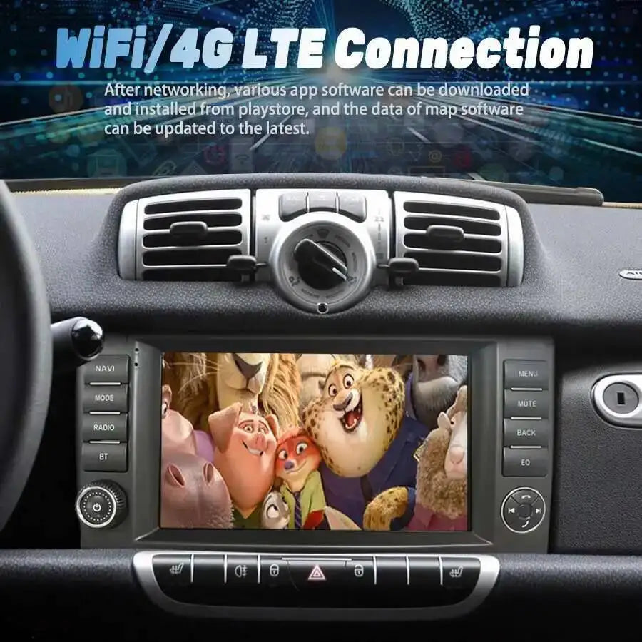 Android 14 Auto Radio Wireless CarPlay For Mercedes Benz Smart Fortwo 451 2005 - 2010 Car