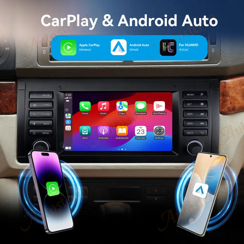 Android 14 Carplay For BMW 5 M5 E39 1995-2003 Car GPS navigation Head Unit Multimedia Play