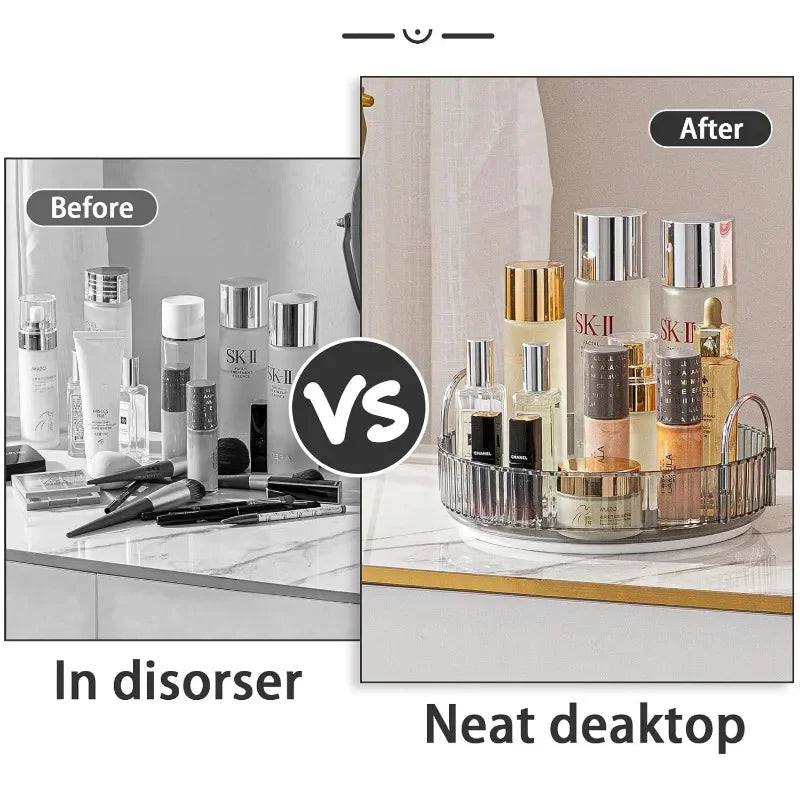 Pantry Organizer Rotating Storage Rack Cosmetic Dresser Organizer Countertop 360 Spinning for Ki - Automotive LED Light
