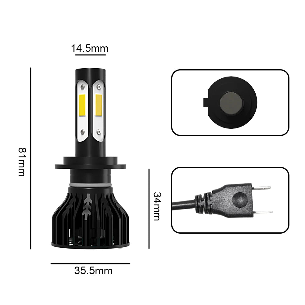 Fit For Volkswagen VW POLO 2017 4Pcs H7 LED Headlight Car Light 6000K White 10000LM 100W C