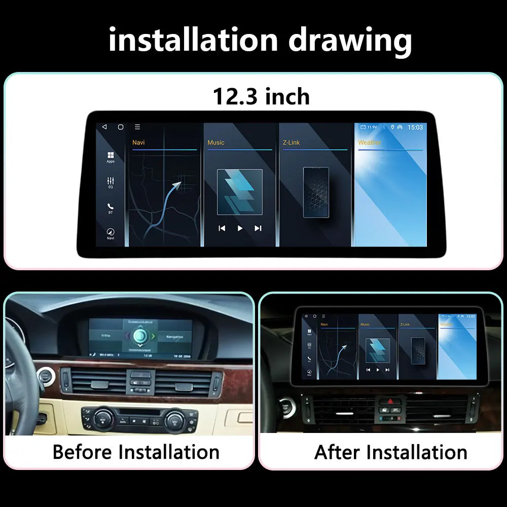 12.3inch Android16 Auto For BMW 3 Series E90 E91 E92 2004- 2012 Wireless Carplay GPS Multi
