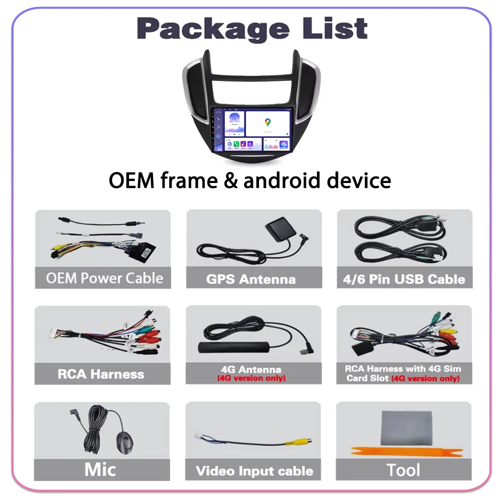 For Chevrolet Trax 2014 2015 2016 Android auto Car Stereo Radio Multimedia Video Player Ca