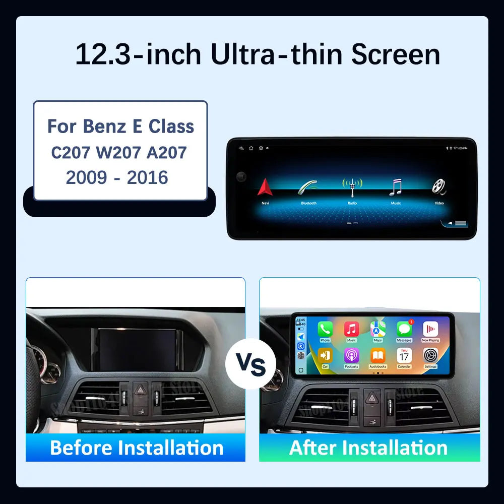 Wireless Carplay for Mercedes Benz E Class C207 W207 A207 2009 - 2016 Android 16 HD Screen