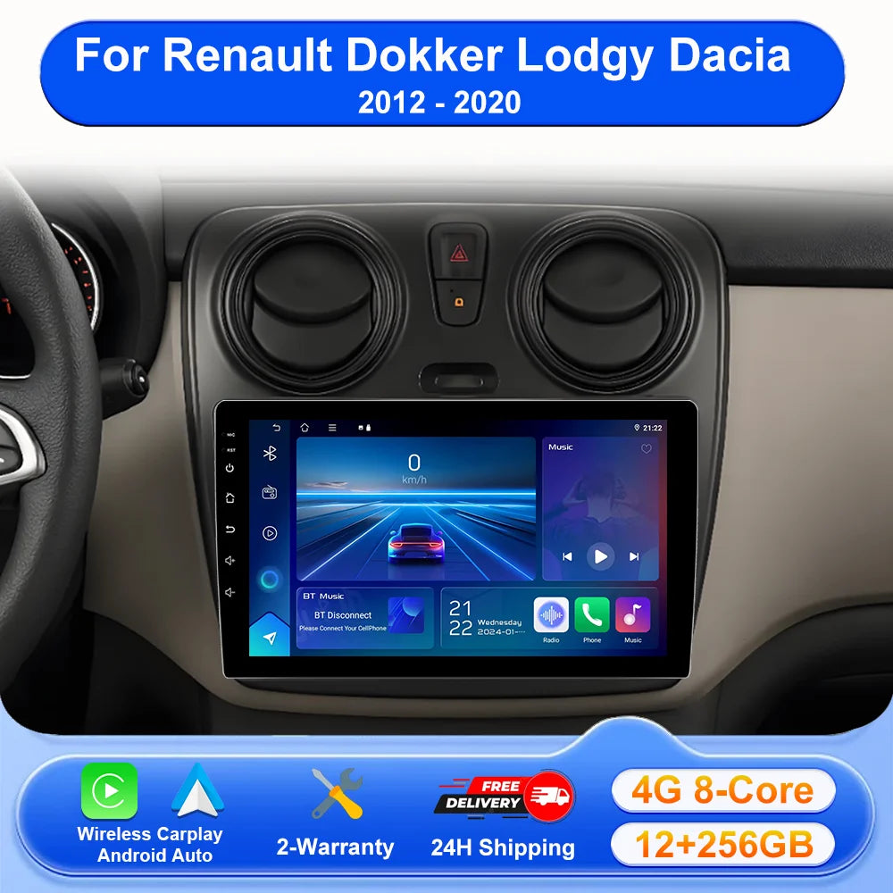 Car Radio Android 16 Carplay For Renault Dokker Lodgy Dacia 2012-2020 Auto Multimedia Play