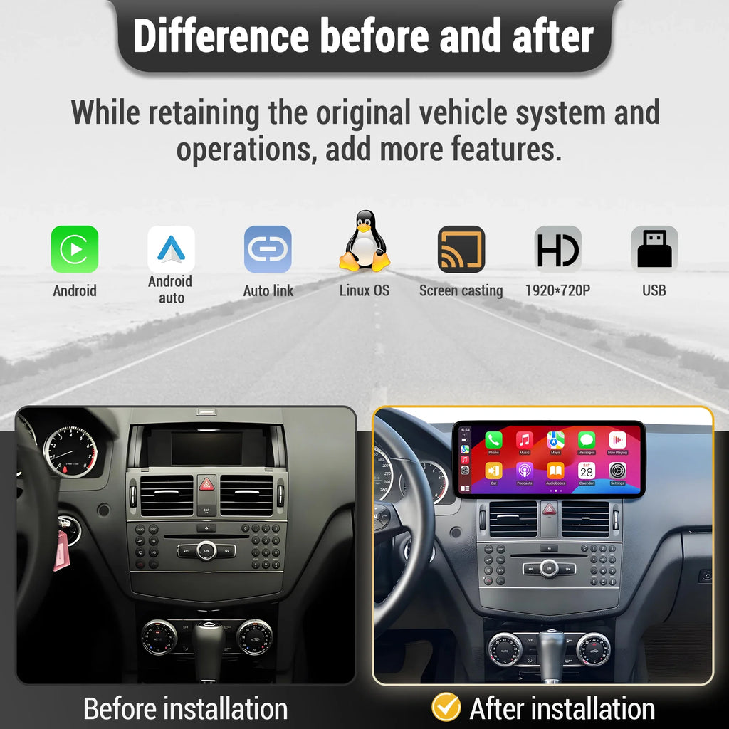 12.3 inch Linux Multimedia For Mercedes Benz W204 C Class C180 C200 C300 2008 2009 2010 Ca