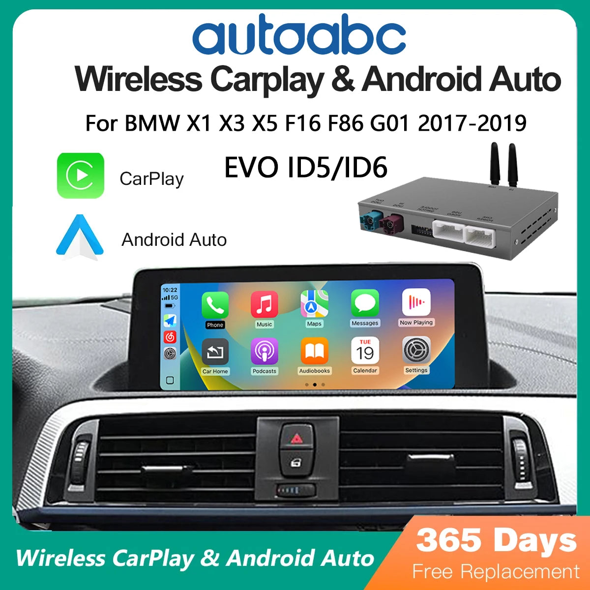 Wireless CarPlay Android AutoFor BMW X1 X3 X5 F16 F86 G01 G03 EVO ID5/ID6 2017-2019 with I | AUTOKITSHOP