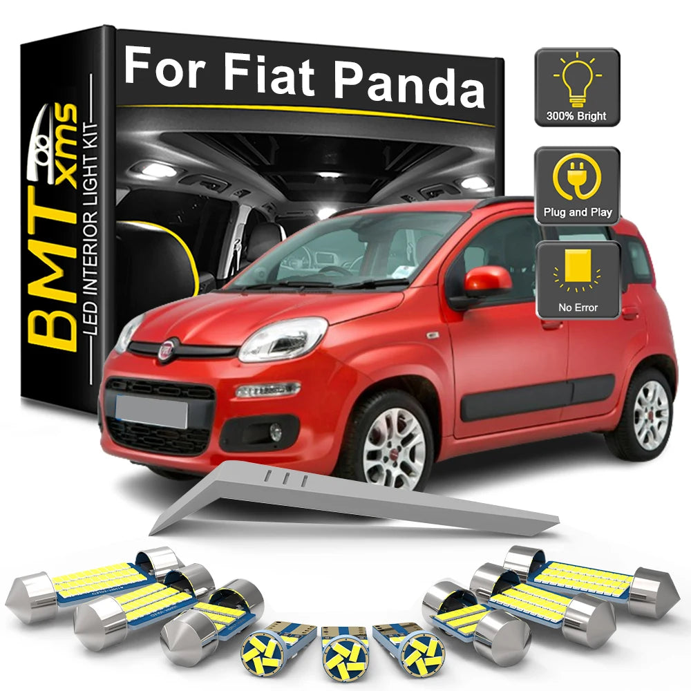 LED Interior Light Kit for Fiat Panda 2 3 II III 169 312 319 2003-2018 - Canbus Dome Map Door Trunk Bulbs | AUTOKITSHOP