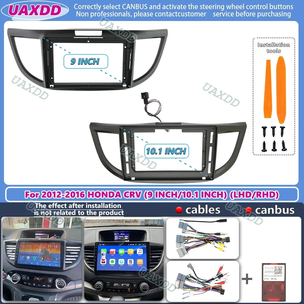 FOR 2012-2016 HONDA CRV 9 10.1INCH 2 Din Car radio Android frame Kit Center fascia cable h