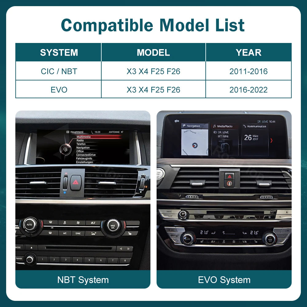 EU RoadTop 12.3'' Touch Screen Wireless Carplay Multimedia Linux For BMW X3 F25 X4 F26 G01