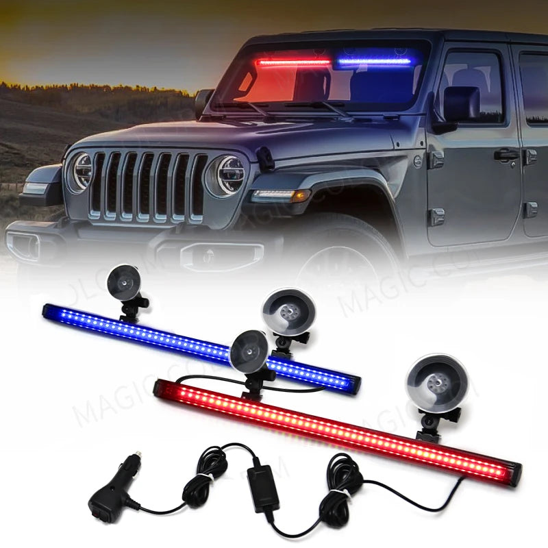 96 LED Car Strobe Light Emergency Flash Warning Lamp 2-in-1 3030 SMD Windshield Bar Auto T | AUTOKITSHOP