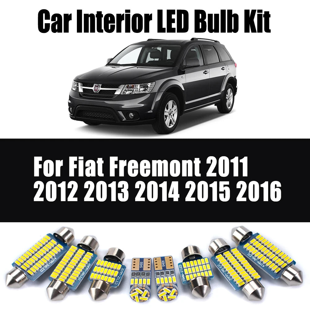 12-Piece LED Interior Light Kit for Fiat Freemont 2011- 2015 - Canbus Dome Map Door Trunk Bulbs | AUTOKITSHOP