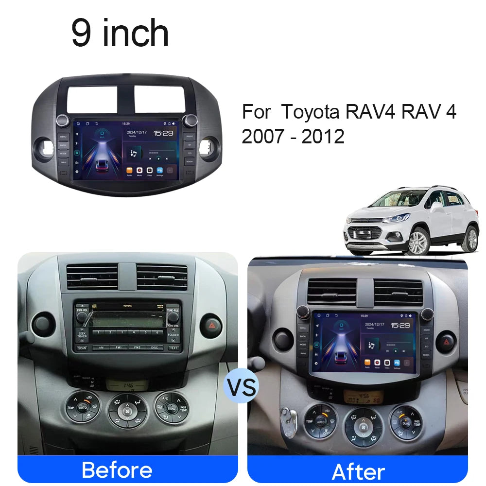For Toyota RAV4 RAV 4 2007 - 2012 Android 15 Carplay Multimedia Car GPS Player Navigation