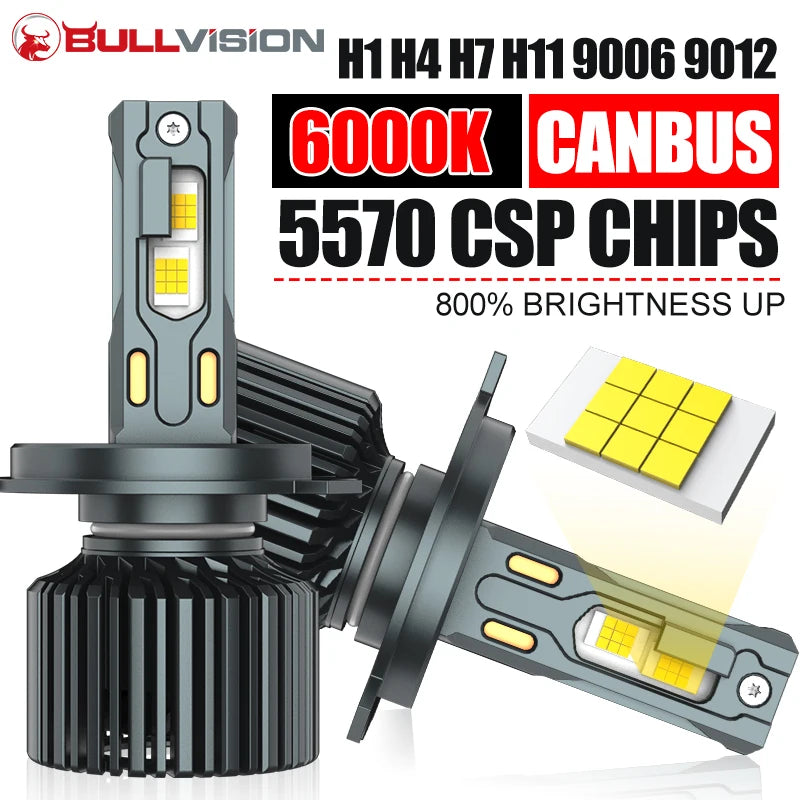 H7 H4 Led Headlights CANBUS H11 H8 H9 9012 9006 9005 Turbo 18PCS 5570 CSP Chips Car Bulbs