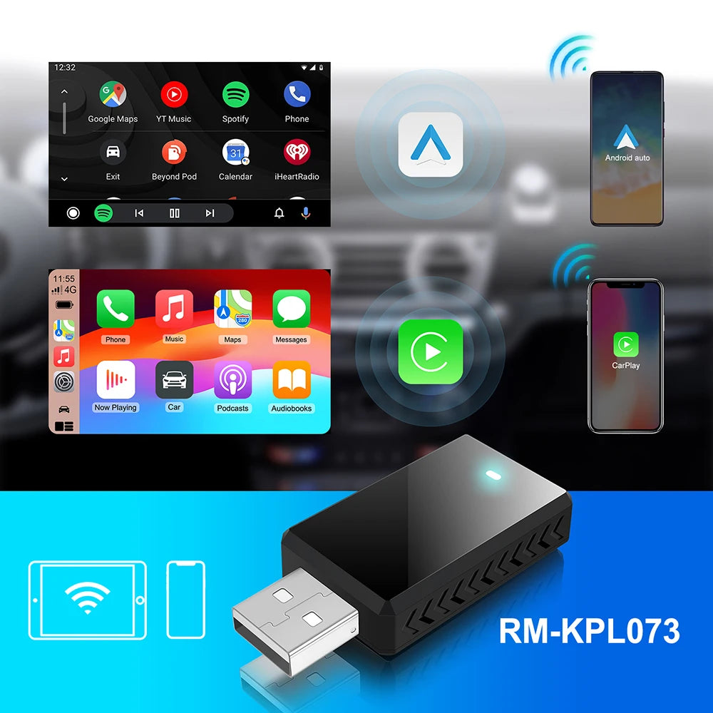 2025 New Wired to Wireless CarPlay 2 in1 Mini Adapter Android Auto Smart Box Plug and Play | AUTOKITSHOP