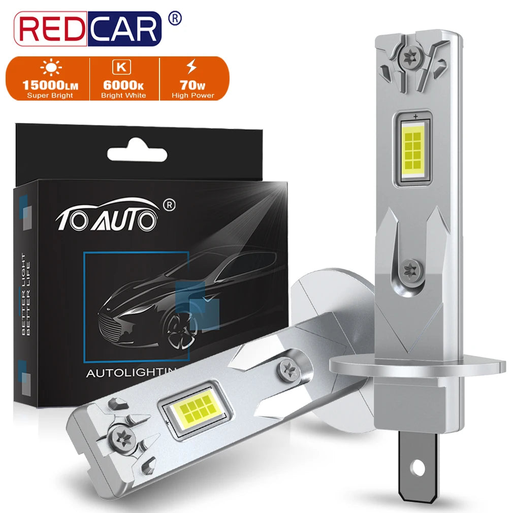Turbo H1 H3 LED Bulb Headlight Bulbs 1: 1 Fanless Mini 70W 15000LM CSP Fanless Auto Diode