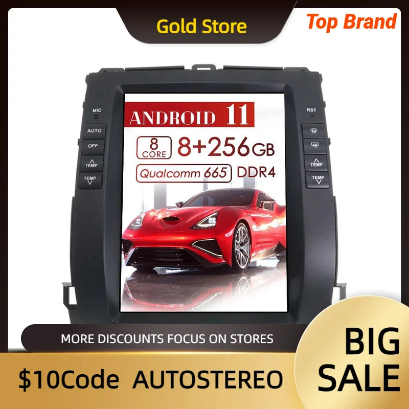 Carplay Car Auto Stereo For Lexus GX470 2003-2009 Tesla Screen Android 13 Car GPS Navigati
