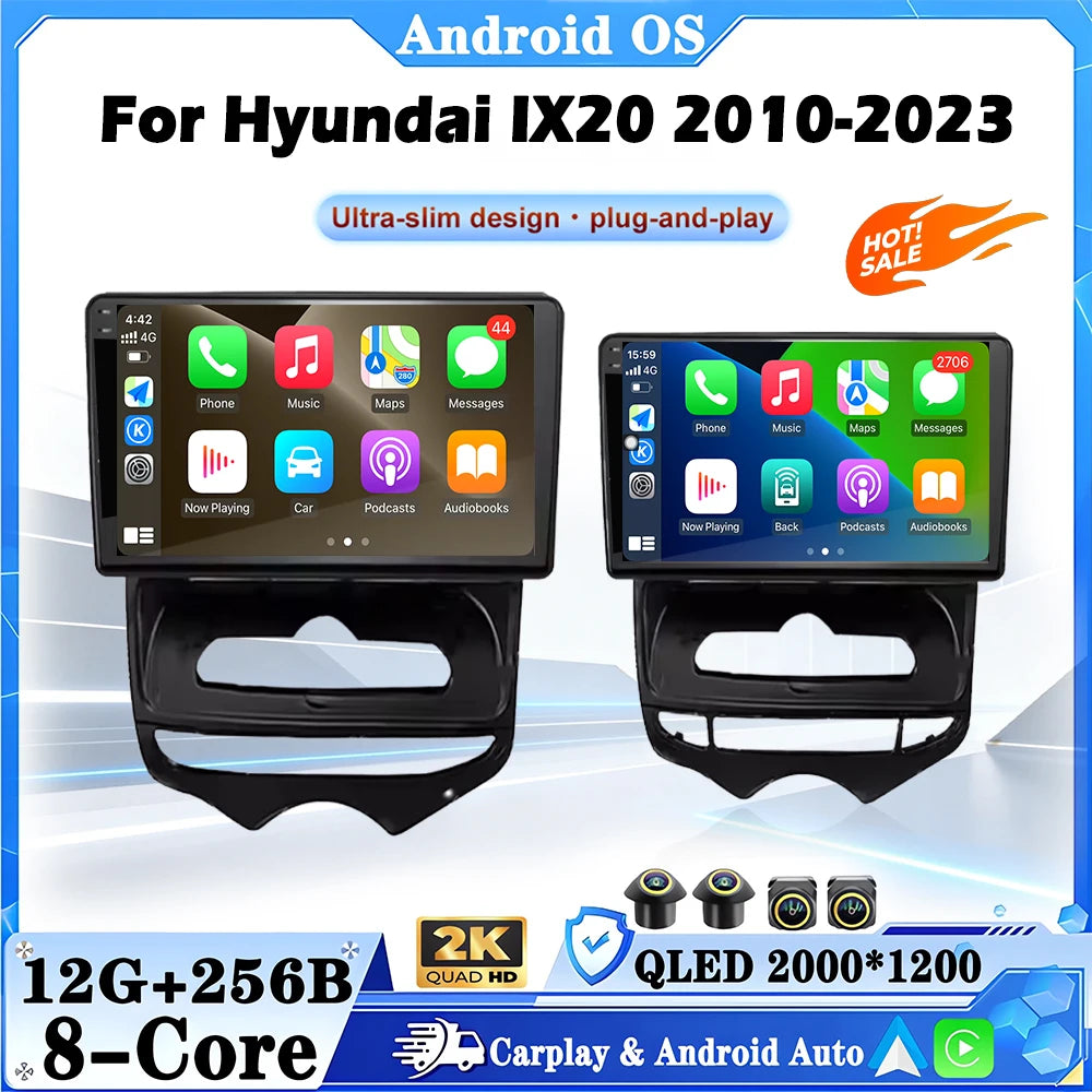 GPS Car Radio Multimedia Player For Hyundai IX20 2010-2023 Android 16 Touch Screen DSP Ste