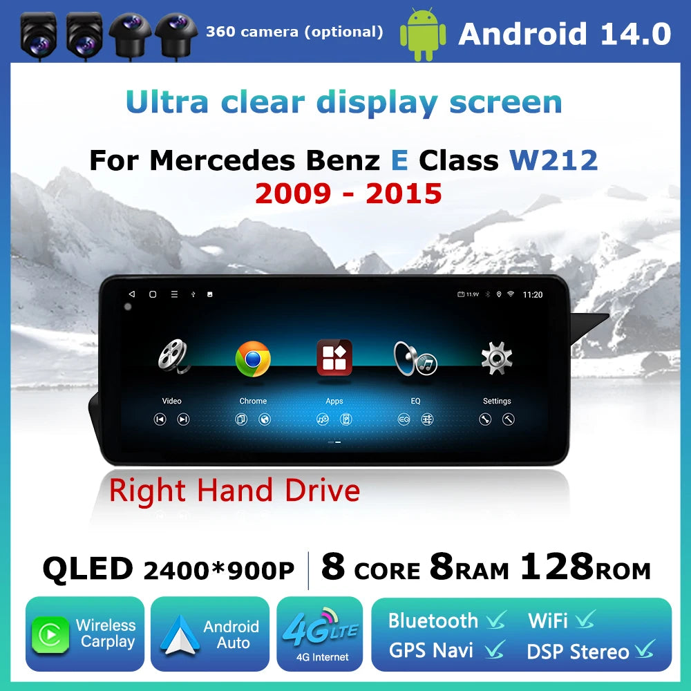 Wireless Carplay Android Auto for Mercedes Benz E Class W212 2009-2015 Right Hand Drvie Ca