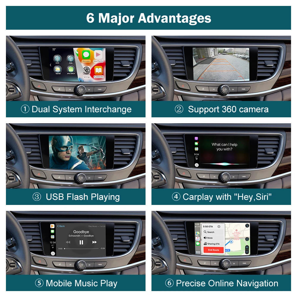 Wireless CarPlay for Buick LaCrosse HMI 2.0 2013-2019 Regal 8' LCD Screen, Android Auto Mi