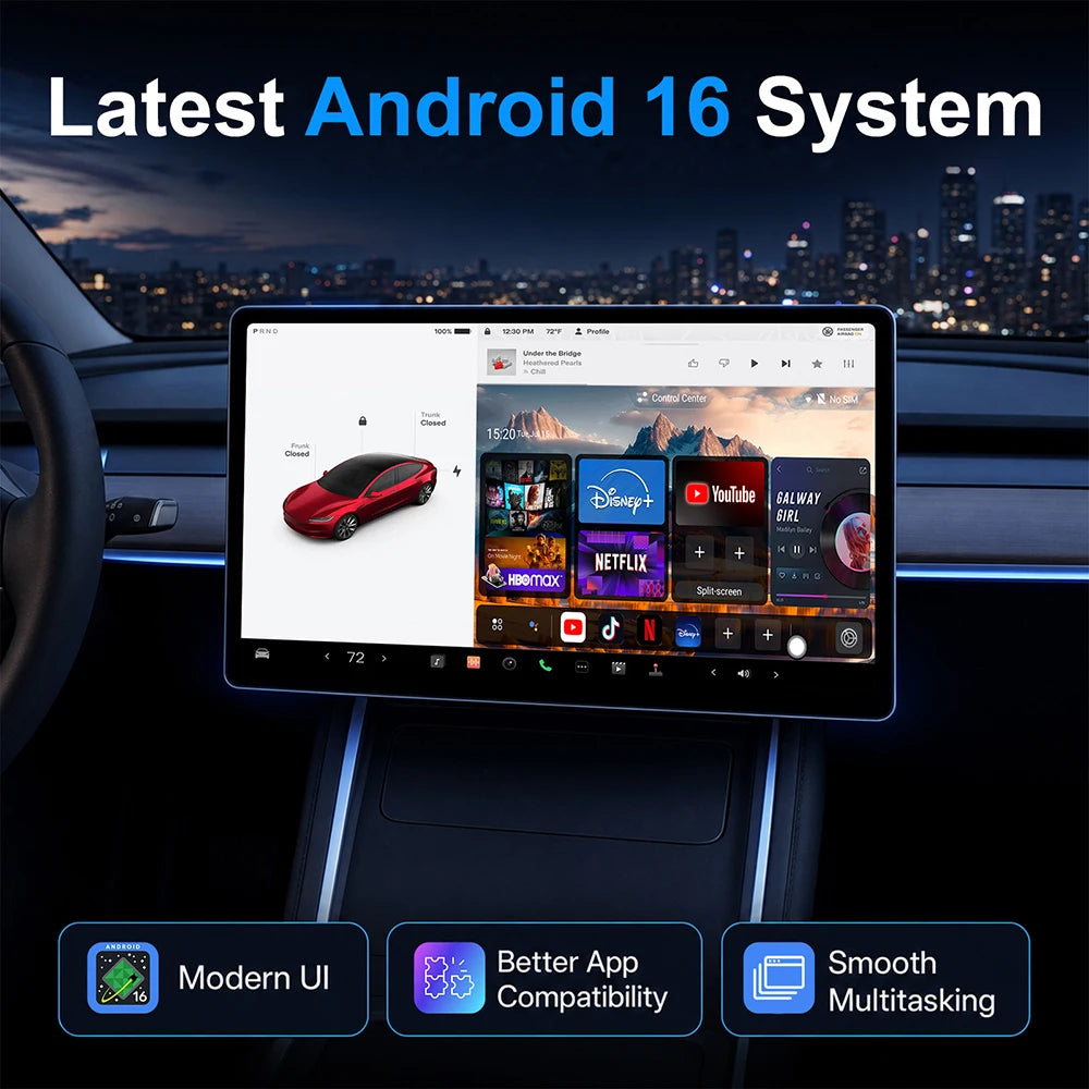 3 IN1 Wireless CarPlay Android Auto Suitable for Tesla All Model Model 3 Model Y Model S M