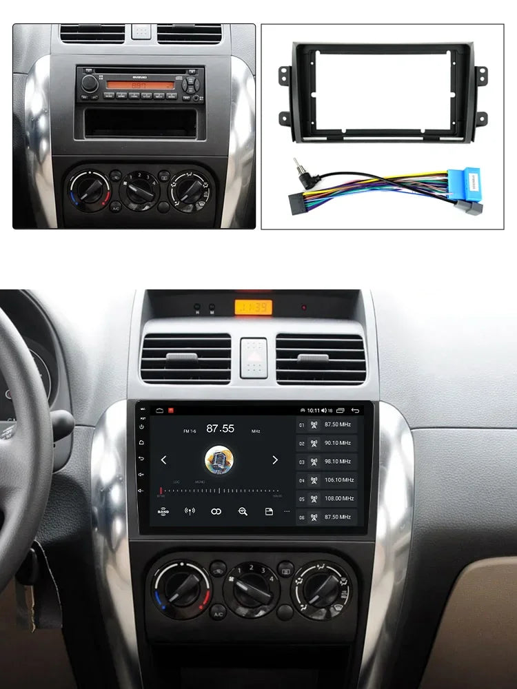 9inch Car Radio Frame Cable Dash Mount Kit for Suzuki SX4 2006-2014 Android 2 Din Stereo P | AUTOKITSHOP